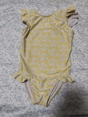 Kids Yellow Floral Ruffle One-Piece Swimsuit